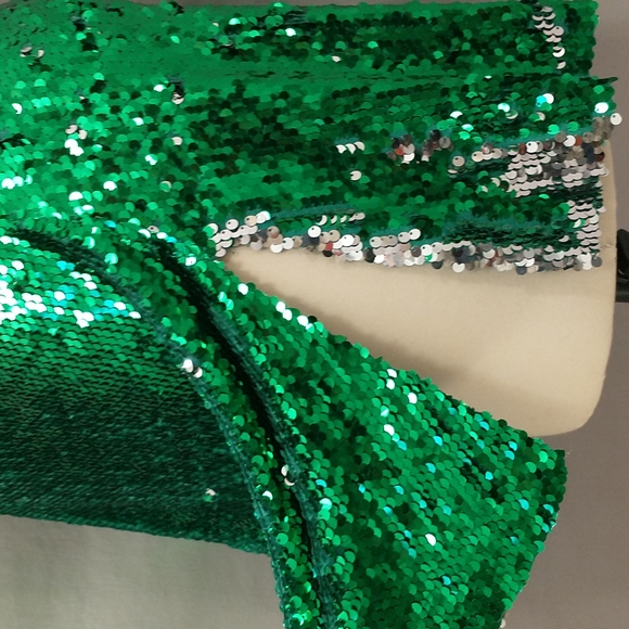 Sexy Emerald Green Sequin Mini Dress Dance Costume XXL Sparkley Bright USA Made - Picture 5 of 12
